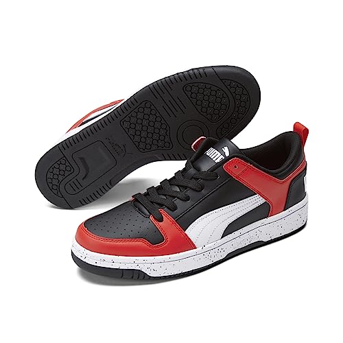 PUMA PUMA Mens Rebound Layup Sneaker, Mens Black- Mens White-High Risk Red, 11.5