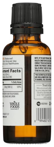 365 by Whole Foods Market, Vitamin D-3 Liquid Citrus Flavor 1000IU, 1 OZ - image 2