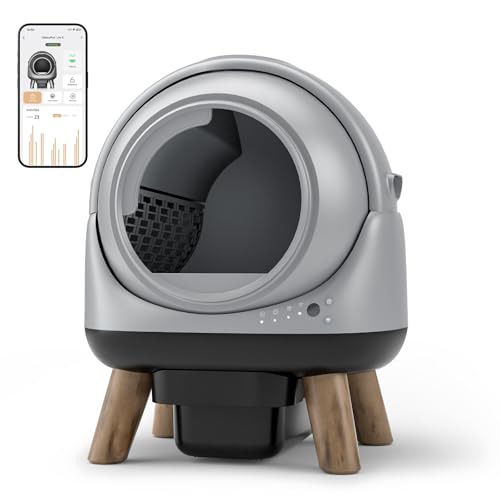Self Cleaning Litter Box - G1 Automatic Cat Litter Box for Cats, Robot with Large Openning/Odor-Control/Dual Safety Protection Dark Grey