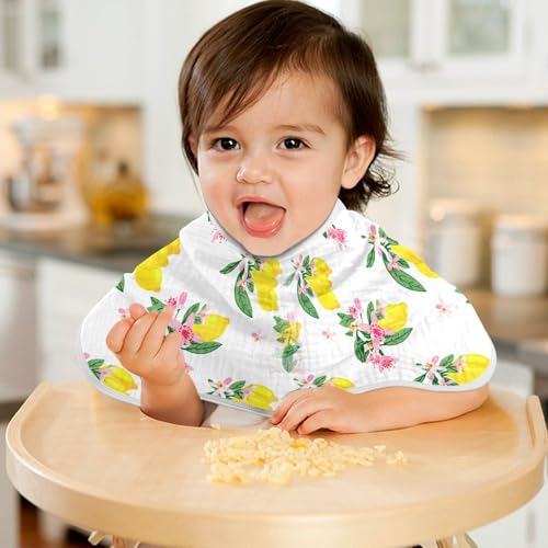 Muslin Baby Burp Cloths, Hand-Drawn Lemons Cotton Soft Burp Cloths for Newborns, Extra Absorbent Burp Cloths 2-Pack, 22 x 11 Inch 7