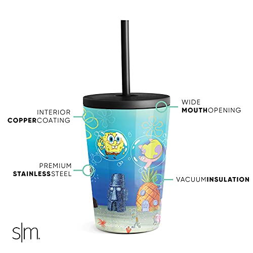 Simple Modern Copo infantil clássico de 340 g com tampa e canudo de silicone – Aço inoxidável isolad