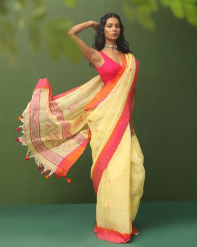Image of SWORNOF Women's Pure Silk Saree With Blouse Piece
