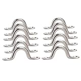 Amarine Made Stainless Steel Bimini Boat Top PAD Eye, Eye Straps, Tie Down, Kayak Deck Loops, Tie Down Anchor Point, footman's Loop for Kayak Canoe Rigging (12-Pack)