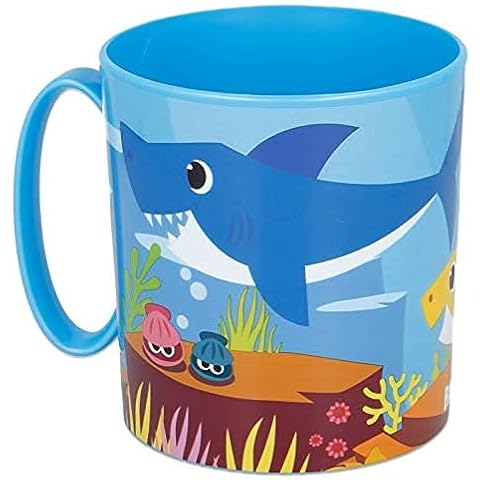 ILS I LOVE SHOPPING Taza vaso de plástico 350 ml para microondas con mango para niños (Baby Shark) Cover
