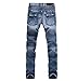 PGXT Men's Runway Stretch Jeans, Washed Acid Light Blue Biker Jeans 34