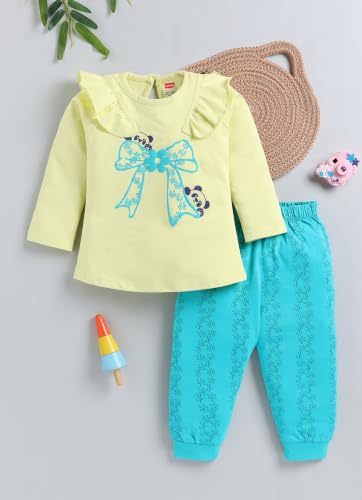 Image of LuvLap Baby Girls Regular Fit 100% Cotton Half Sleeves Girls Top CoSet Pack of 2