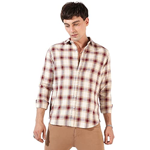 Image of CAHOOT Men's Button Up Shirt for Casual Wear | Regular Fit | Poly Lycra Shirt Crafted with Short Sleeve & Enhanced Stretch Comfort Fit for Everyday Wear