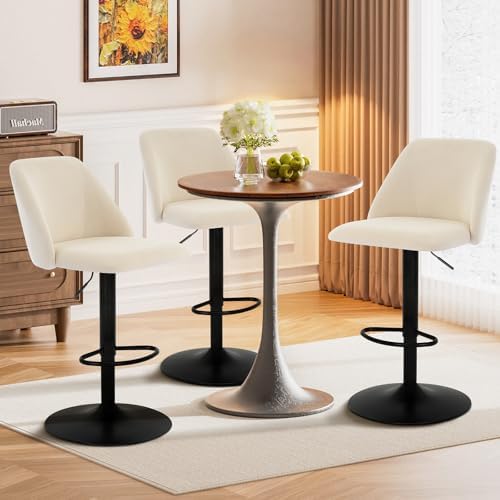 COLAMY Adjustable Fabric Bar Stools,360° Modern Swivel Counter He...
