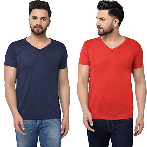 Image of JANGOBOY Men's V-Neck Cotton T-Shirt (Pack of 2)