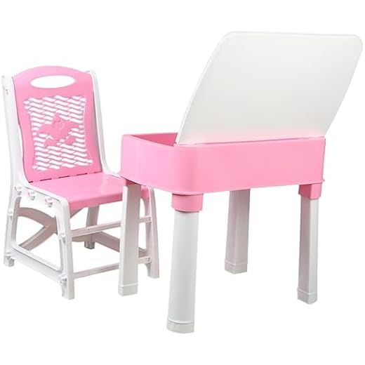KITCHIVO Kids Desk Chair Set Pink & White