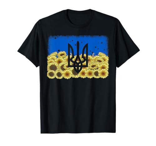 Girasole Bandiera Ucraina Tee Floreale Vintage Ucraina Trysub Maglietta