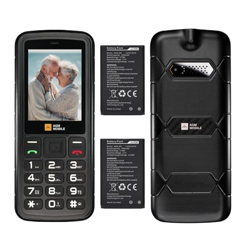 AGM M9 Basic Mobile Phone, 4G LTE Unlocked Dual SIM, 3 Card Slots/128GB TF Expand, Large Buttons & Font, Speed Dial, FM Radio & Flashlight, IP68 Waterproof/Drop-Proof/Dustproof, Extra Battery Included