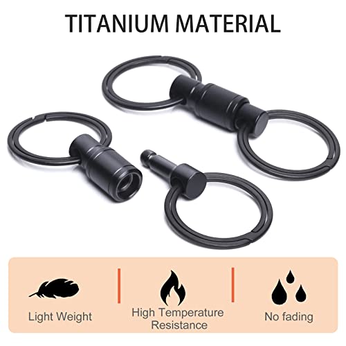 Autuveen Titanium Quick Release Keychain,Black Detachable Key Ring Pull Apart Keychain,Key Holder Accessory For Bag/Purse/Belt(Black) #TOP3
