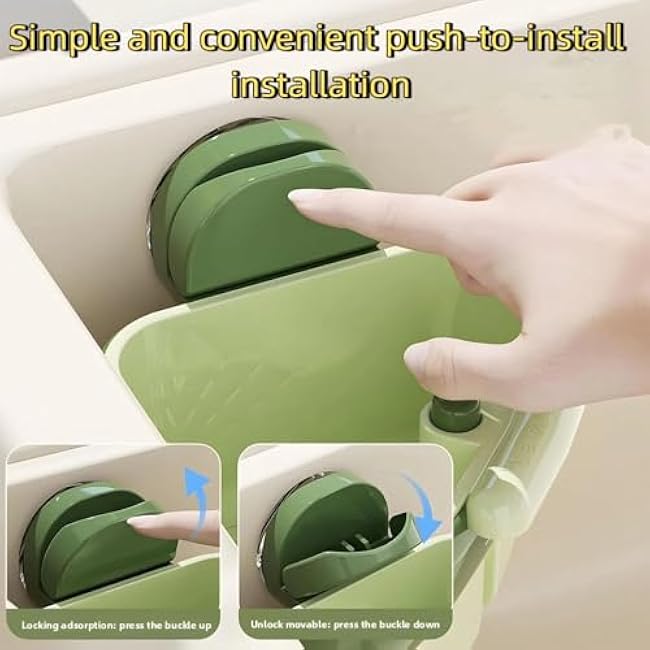 Suction Cup Sink Corner Rack,Removable Sink Storage Rack Holder, Suction Cup Press Sink Strainer Basket,Food Waste Catcher for Sink for Kitchen Bathroom Dishware (Yellow)