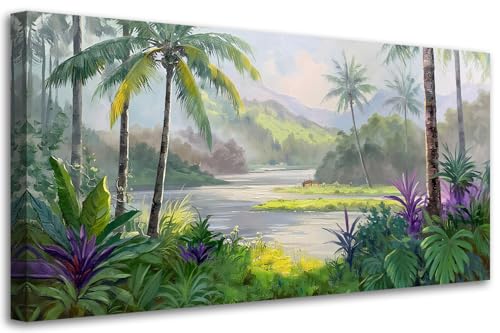 Acocifi Tropical Canvas Wall Art Palm Tree Picture Living Room