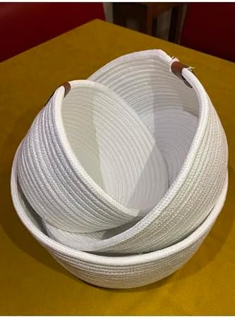 MaVaux 3lü Jüt Hasır Sepet Takımı,el Dokuma, Çok Amaçlı Sepet, Banyo Ve Mutfak Organizeri Beyaz - Görsel 2