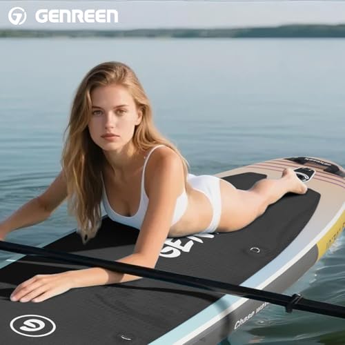 GENREEN (Extra Groß) Stand up Paddle Board für Aller Fähigkeitsniveaus, 305x76cm Aufblasbare Paddleboard für Adults mit Allem Zubehör, SUP Board mit Cam Halterung, 3 Finnen (Ocean Dusk)