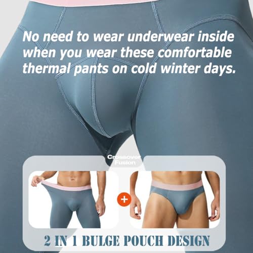 Ouruikia Men's Thermal Underwear Bottoms Silky Smooth Long Johns Thermals Pants Soft Base Layer Tights Leggings3