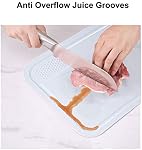 Set of 2 Kitchen Cutting Boards, Plastic Chopping Board - Garlic grind point, Juice Grooves - BPA-Free, Non-Porous, Dishwasher Safe - Size: 13.6”8.8”- Multiple colors (Gray, White)