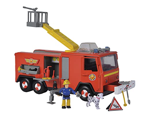 Simba - Sam Le Pompier - Camion Jupiter Série 13 - Figurines Sam + Radar Incluses - Fonctions Sonores et Lumineuses - Nombreux Accessoires - 109252516038 Rouge