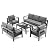 UDPATIO Oversized Aluminum Patio Furniture Set, Modern Metal Outdoor Patio Conversation Sets, Patio Sectional Sofa Set w/ 5 Inch Cushion for Patio Poolside, Deck, Grey (Include 4 Sofa Cover)