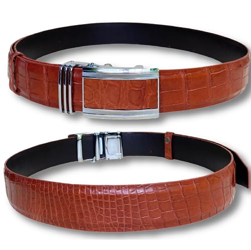 Image of vinacreations AIIigator Belt Leather Strap Belts 1.5 inch Width Adjustment Removal Buckle Jean Dress Croc Handmade
