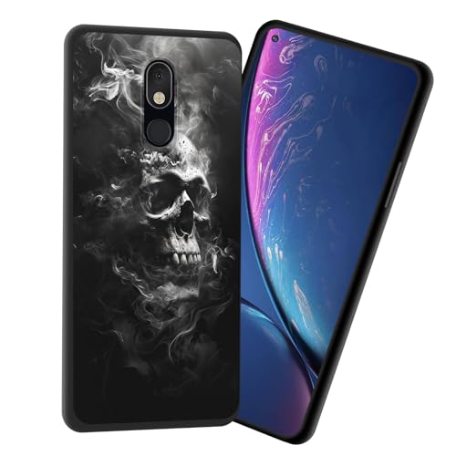 JHYYTUJTYP for LG Stylo 5 Case,Premium Soft Silicone Slim Rubber Full Body Drop Protection Shockproof Cover Phone Case for LG Stylo 5,Cool Skull Smoke