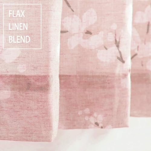 Image of BFAM Sheer Curtain with Floral Print, Premium Printed Sheer Drapes, Eyelet /Grommet Curtain for Living Room, Bedroom, Light Filtering Curtains, Pink Floral 5 Feet,Pack of 1 Curtain