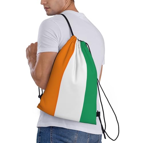 Flag of Cote d'Ivoire print Drawstring Bag Sack Gym Bag Ditty Bag for Gym Traveling, Hiking, Yoga, Shopping for Adult3