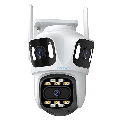 Image of XUGA Cybernautt Z12I 12MP FHD Triple Lens WiFi Outdoor CCTV Camera | PTZ | Color Night Vision | 3 View Screen | Motion Detection | Two-Way Audio| IP66 Waterproof |128GB