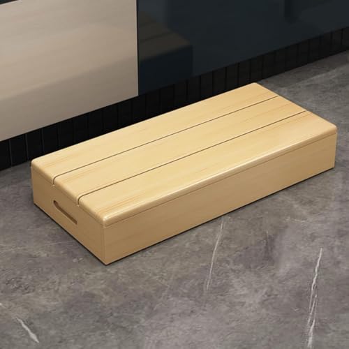Siuhuig 玄関 踏み台 玄関台 玄関踏み台 木製 90cm 足置き 足台 玄関ステップ 脚立 低床踏み台 滑り止めマット ひざ負担軽減 高齢者用 介護 ベッドルーム バスルーム キッチン用 (ナチュラル,50*30*15 cm)