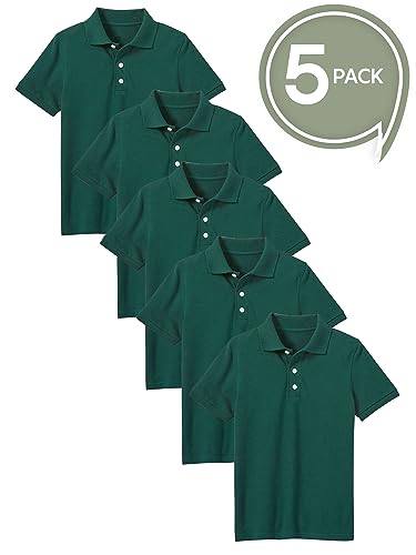 Image of Galaxy by Harvic Polo Shirt for Boys - 5 Pack School Uniform for Boys, Tagless Cotton Blend - Soft Comfortable Everyday Wear