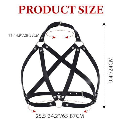 REETAN Leather Chest Harness Belt Black Fashion Rave Body Accessories for Women3