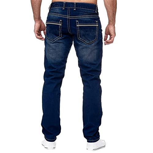 GOKKILRW Jeans for Men Relaxed Fit Straight Leg Skinny Jeans Stretch Casual Flat Front Classic Tapered Leg Moto Biker Jeans3