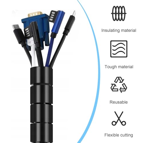 1PCS 20 m Kabelschlauch und 1PCS 15 m Kabelschutzschlauch, Kabelschlauch Schwarz mit 1 Klebeband, Kabel Schlauch, Kabel Verstecken, Kabelkanal Flexibel, Bissfest, Isolierend, DIY-Länge, für TV/PC