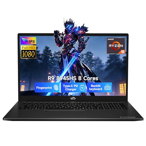 NIMO 17.3 Gaming-Laptop Ryzen 9 8945HS (Beat i9-13900H, Up to 5.2GHz) 16GB RAM, 1TB SSD, Radeon 780M, PD 100W Type-C AI-Enhanced for Copilot VR Ready, Backlit Keyboard, Fingerprint