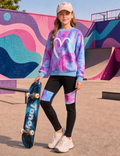 Image of Girls 2 Piece Outfits Kids Clothes Sets Sweatsuit Tracksuit Jogger Print Long Sleeve Sweatshirts Sweatpants 4-13Y