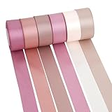 MAYREEL Cinta de satén rosa polvoriento de 1 pulgada para envolver regalos, boda, despedida de soltera, día de San Valentín, día de la madre, manualidades, 6 rollos de 10 yardas de cada color, total