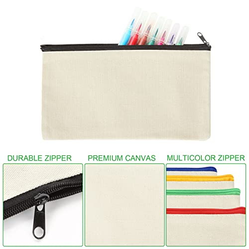 YAYODS 30PCS Canvas Pencil Case, Canvas Makeup Bags with Multicolor Zippers - Image 4