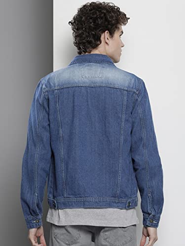 Image of The Indian Garage co MenSlim Fit Solid Denim Trucker Jacket