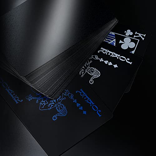 3 Decks Spielkarten Pokerkarten Deck of Cards Premium Schwarz Pokerkarten wasserdichte Kunststoffkarten mit Geschenkbox, Spielwerkzeuge für Familienspiel-Party - Cool Red Blue Yellow – Bild 7