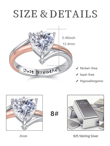 Heart Zircon Ring for Women 925 Sterling Silver Just Breathe Rings Zircon Jewelry Engagement Rings Valentine's Day Gifts4