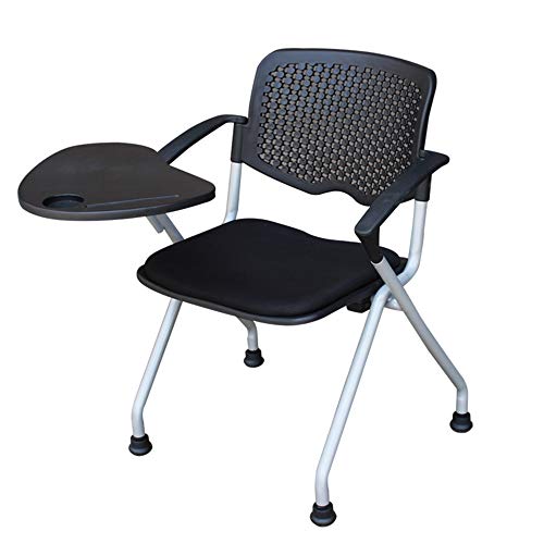 Silla de Oficina Plegable Multifuncional, Silla de Entrenamiento con Tablero para Escribir, Silla Plegable para reuniones, Silla de Noticias de una Pieza con Mesa Grande, Silla de Trabajo con Ruedas