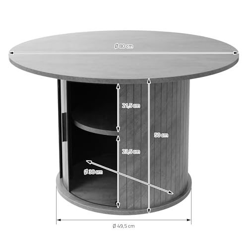 ML-Design Couchtisch mit Schiebetür, 80x80x50 cm, Beton-Optik, Grau, Runder Wohnzimmertisch mit Stauraum, Beistelltisch ideal für Wohnzimmer, Kaffeetisch im modernen Stil, Sofatisch für Tee und Kaffee – Bild 4