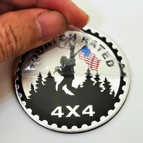 Image of Car Emblem,4 x 4 Metal Automotive Badge 3D Metal Car Badges Emblems Round Emblem Decals Stickers Compatible with Jeep Wrangler Vehicles Trucks SUV,Automotive (C)
