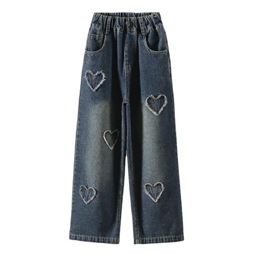 Preppy Clothes for Girls Stacked Flare Jeans Embroidered High Rise Grunge Aesthetics Fashion Personality Child Clothes