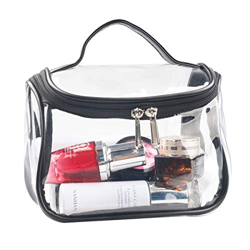 Heavy Duty Clear Cosmetic Bag Waterproof Transparent Travel Makeup Toiletry Organizer Bag (Black) - Thumbnail 2