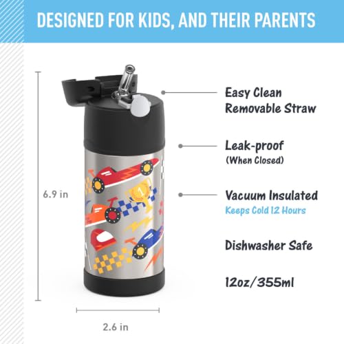 Image of THERMOS FUNTAINER Water Bottle with Straw, 12oz, Hot Rods
