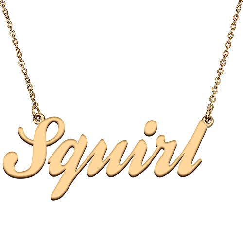 HUAN XUN Custom Personal Pendant Name Necklace Personalized My Best Friendship Gifts for Her Squirl