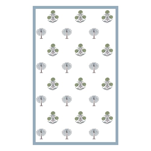 Image of BLOCKS OF INDIA Hand Block /Batik Print Rectangular Table Cloth for 6 Seater Dining Table (60 Inch X 90 Inch)(Open Grey Motifs)